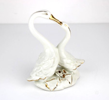 Cigni che si Baciano CAPODIMONTE in Porcellana Dipinto a Mano Bomboniera Vintage