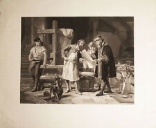 GUTENBERG TIPOGRAFIA STAMPA CARATTERI MOBILI Incisione 1800 Movable Type