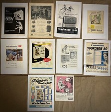 Elettrodomestici, TV, Radio- 10 Pubblicita' originali da rivista epoca -'50