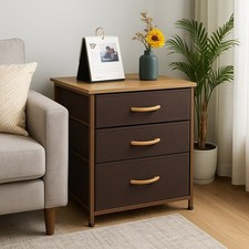 Mobile Cassettiera 3 Cassetti Metallo Legno e Tessuto 50x40 H 50cm Casa Ufficio