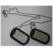 2 PIASTRINE Militari Americane Dogtags INCISE con Macchina Originale Graphotype