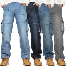 Pantaloni da combattimento uomo cargo jeans resistenti da lavoro casual grandi alti denim