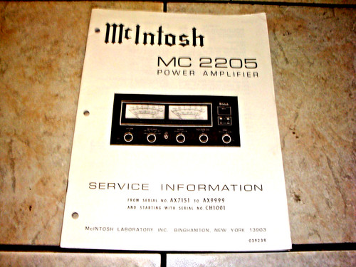Mcintosh mc2205 manuale - mcintosh,