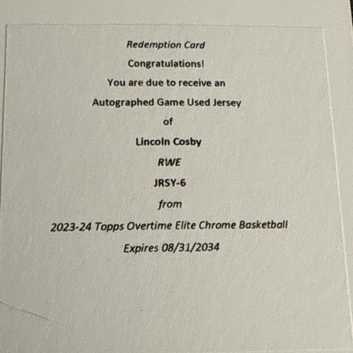 Lincoln cosby topps ote - cosby, 23-24