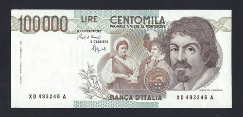100000 lire caravaggio primo - 100000,