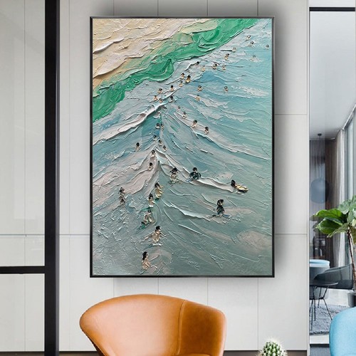 Quadro olio tela spiaggia - olio, su