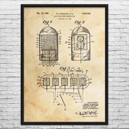 Nixie tube patent wall art - patent,