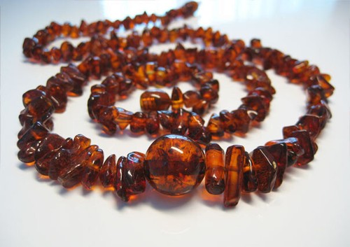 Autentica collana ambra - , cognac
