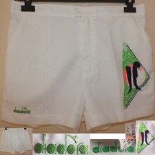 DIADORA JC JIM COURIER Vintage 80/90s Pantaloncini Tennis Short Glanz Hose 48 M