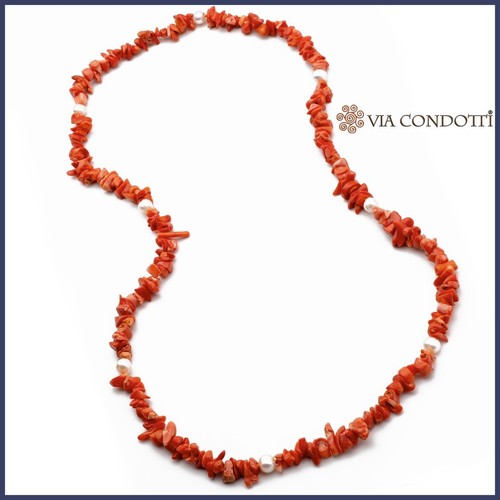 Collana corallo con perle e - in,