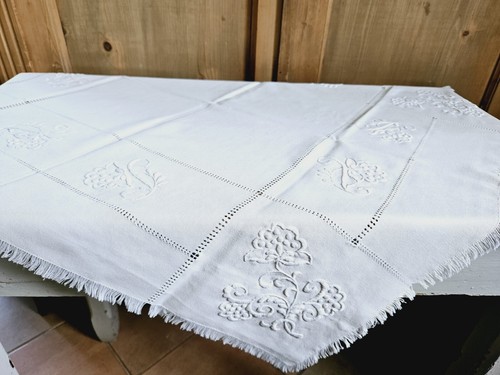 Antica tovaglia bianco - bianco, cotone