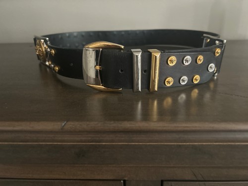 Cintura pelle con - con, borchie