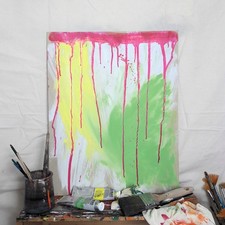 Pink Stripes - Quadro acrilico 40x50 cm, pittura astratta su cartone