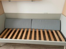 Oggioni Letto Singolo in Legno 200x80cm - Grigio (Sì cuscini, No materasso)