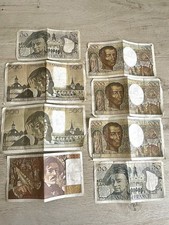 Lotto otto banconote Franchi francesi (50, 100, 200, 500)