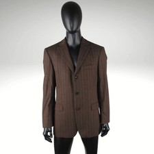 Giacca blazer tuta uomo HUGO BOSS SCORSESE STRETCH MARRONE SPINA DI PESCE EU5...