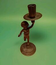 VVt - Candelabro Putto Angelo Ottone Portacandela 22 Cm Circa