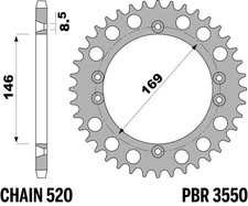 3550 CORONA IN ERGAL ADATTABILE APRILIA 125/250 MX-RX 84-85 Z 46