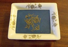  Richard Ginori vassoio bellissimi fiori dorati su sfondo blu medio 