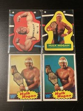 Carte Topps WWF WWE 1985 Hulk Hogan Rookie - Lotto di 4 - Giallo, Blu, 2 adesivi