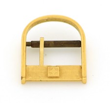 FIBBIA ZENITH TONDA ACCIAIO LAMINATO ORO GIALLO 16X20 mm PER CINTURINO DA 14 mm