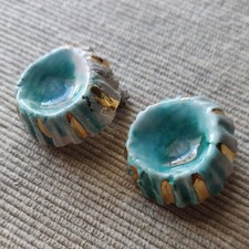 Orecchini vintage in ceramica Raku