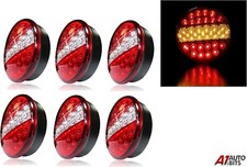 6x 12v/24v LED Hamburger 3 Funzioni Posteriore Luci Rotondo Rimorchio Auto Van