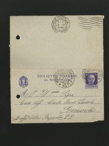 Italia regno biglietto postale - italia,