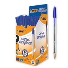 BIC Penne Blu a Sfera, Cristal Original, Punta Media, 1 mm, Confezione da 50