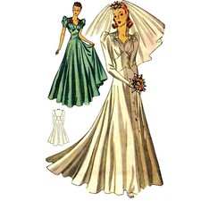 Modello Di Cucito Anni '40, Abito Da Sposa O Da Sera - Fianche: 34” (86Cm)