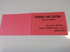 Tessera Ultras Fossa Dei Leoni Milan Sezione Trieste Stagione 84.85 No...