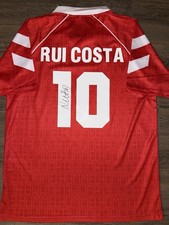 Maglia Home Rui Costa firmata a mano Benfica 1990 con prova esatta e certificato di autenticità