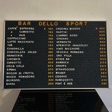 Listino Prezzi Bar Vintage  in Lire/ Vintage Italian Preistlist/ Price list