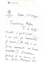 1980 ca PADOVA Lettera Alberto TRABUCCHI per assistenza legale *Autografo