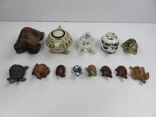 Lotto stock miniature statuette collezione di TARTARUGHE in ceramica legno pasta