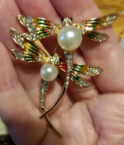 Spilla libellula doppia perla - spilla,
