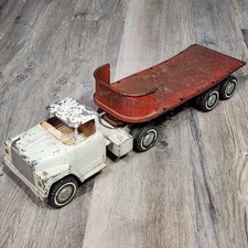 Rimorchio pianale Ertl vintage anni 60 rosso bianco cabina camion 6851 7101