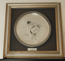 Coppia di piatti serigrafati Salvador Dali in silverplated incorniciati 