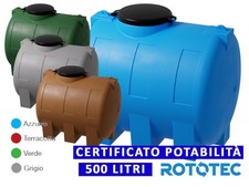 SERBATOIO ESTERNO ROTOTEC CISTERNA 500 LT POLIETILENE STOCCAGGIO ACQUA GIARDINO