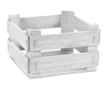 CASSETTA CASSETTINA PORTA OGGETTI CONTENITORE CESTINO LEGNO BIANCA 13*13*8CM
