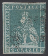 1851 - STATI ITALIANI - TOSCANA - Sc# 5, 2cr - USATO