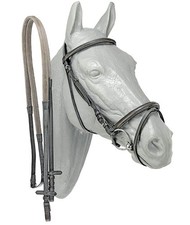 Briglia inglese in cuoio con cavezza doppia completa di redini in gomma  