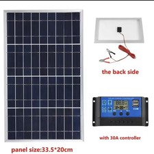 Kit Pannello Solare Fotovoltaico 100W + Controller PWM 30A Camper E Campeggio