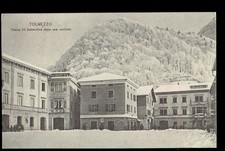 TOLMEZZO (Udine). CARNIA. Piazza XX Settembre. Albergo ROMA. NEVE Vg. c/fr.1908.