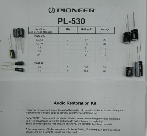 Pioneer 530 kit restauro - pioneer, pl-530