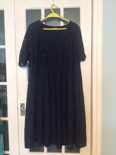 Navy blue lacey dress - navy,