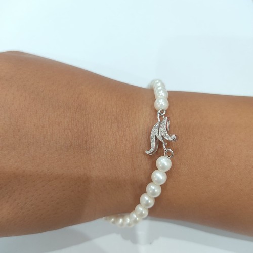 Bracciale perle 4mm - perle, lettera