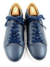 Allen Edmonds "COURTSIDE" Sneakers eleganti da uomo in pelle 9 D NAVY indossate una volta (664N)
