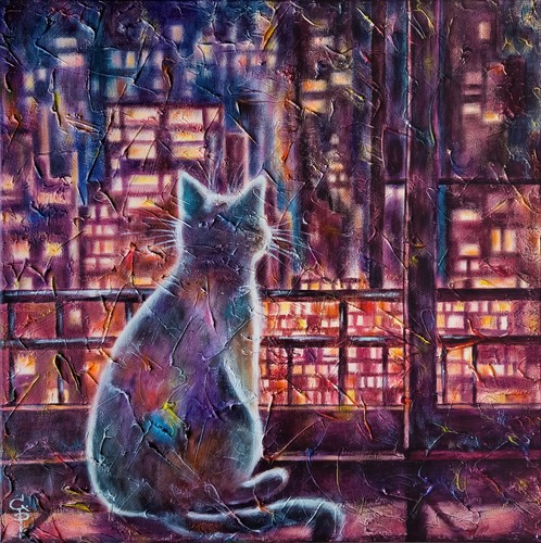 Quadro originale gatto tela - originale, su