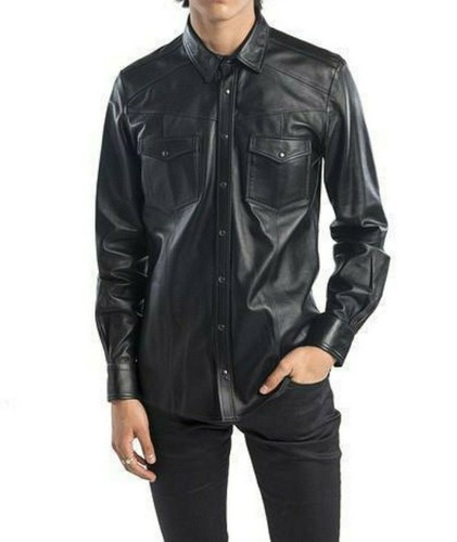 Camicia uomo nera pelle - camicia,